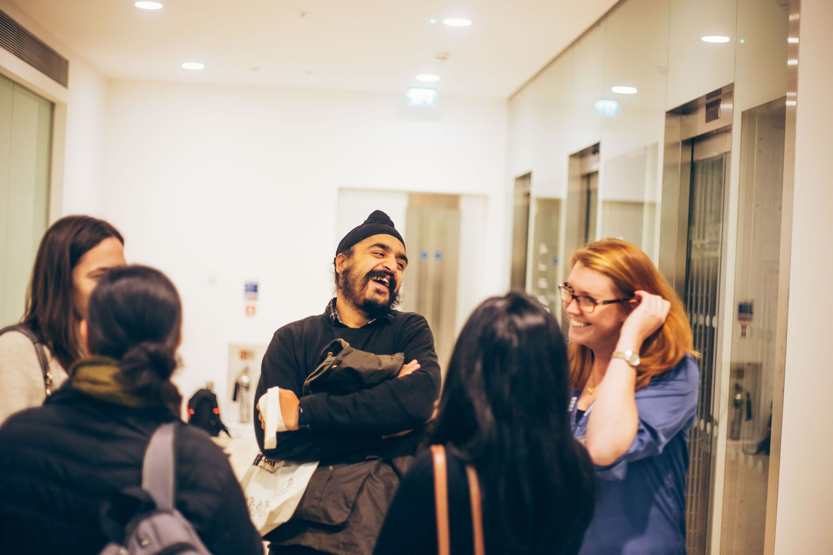 Conference delegates connecting between sessions