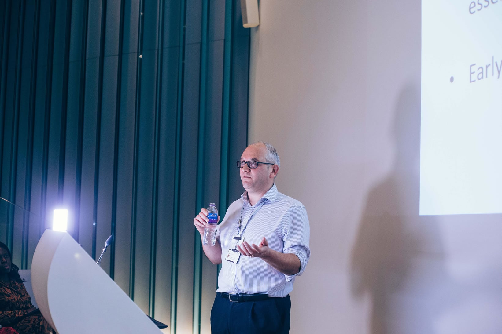 A speaker presenting at King's Paediatric Conference